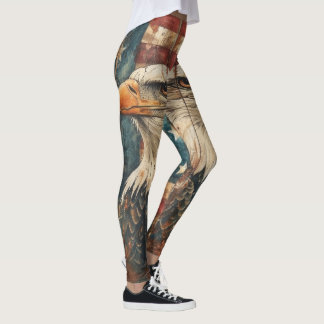 ヴィンテージアメリカ国旗Bald Eagleレギンス- USA レギンス