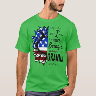 ヴィンテージアメリカ国旗I Love Being Being Being A Granna Happ Tシャツ