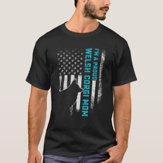 ヴィンテージアメリカ国旗I'A 誇りを持ったウェルシュコーギー Tシャツ