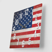 ヴィンテージアメリカ国旗USA愛国的アメリカーナ スクエア壁時計 (傾斜)