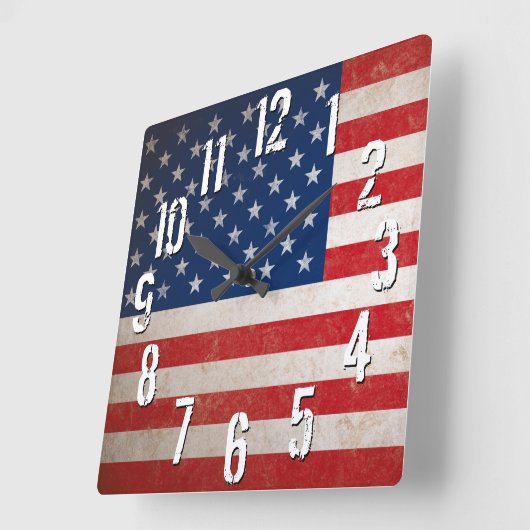 ヴィンテージアメリカ国旗USA愛国的アメリカーナ スクエア壁時計 (傾斜)