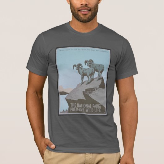 ヴィンテージアメリカ国立公園が野生生物を保護 Tシャツ (正面)
