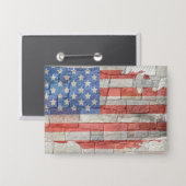 ヴィンテージアメリカ愛国地図の国旗 缶バッジ (正面/裏面)