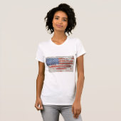 ヴィンテージアメリカ愛国地図の国旗 Tシャツ (正面フル)
