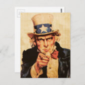 ヴィンテージアメリカ愛国的なアンクルサム ポストカード (正面/裏面)