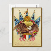 ヴィンテージアメリカ愛国的軍隊はがき ポストカード (正面/裏面)