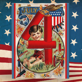 ヴィンテージアメリカ愛国的7月4日 シーズンポストカード