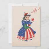 ヴィンテージアメリカ愛国者のクリスマスガール シーズンカード (正面)