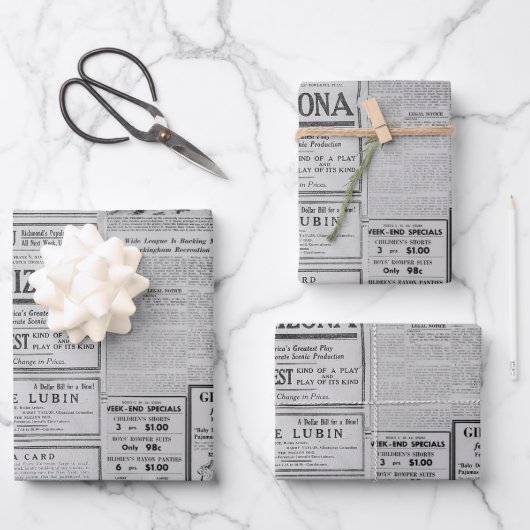 ヴィンテージアメリカ新聞アンティーク広告 ラッピングペーパーシート (正面)