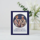 ヴィンテージアメリカ海軍の呼び出し募集ポスター ポストカード (スタンド正面)