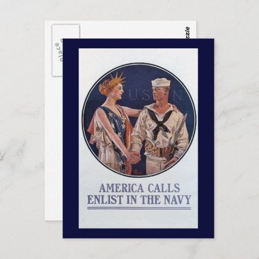 ヴィンテージアメリカ海軍の呼び出し募集ポスター ポストカード (正面/裏面)