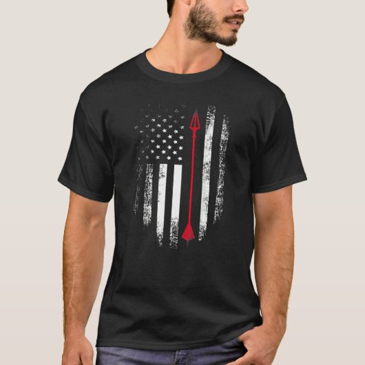 ヴィンテージアメリカ赤白アーチェリーアローアメリカ国旗 Tシャツ (正面)