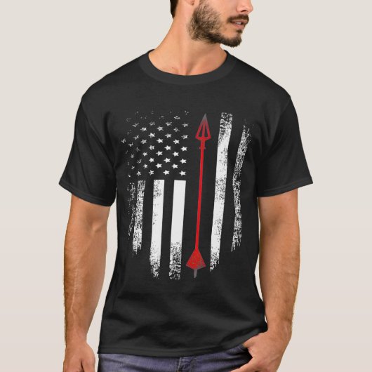 ヴィンテージアメリカ赤白アーチェリーアローアメリカ国旗 Tシャツ (正面)
