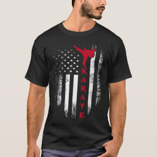 ヴィンテージアメリカ赤白空手アメリカ国旗クールギ Tシャツ