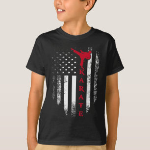 ヴィンテージアメリカ赤白空手アメリカ国旗クールギ Tシャツ