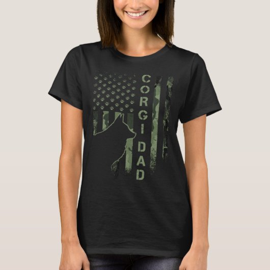 ヴィンテージアメリカ迷彩柄国旗コ誇りを持ったルギパパシル Tシャツ (正面)