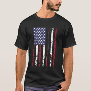ヴィンテージアメリカ魚釣りロッドアメリカ国旗TeeフィッシュFis Tシャツ