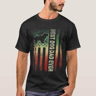 ヴィンテージアメリ最高のカ国旗スパニエル犬ドッグパパ Tシャツ