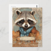 ヴィンテージアライグマコラージュ ポストカード (正面/裏面)