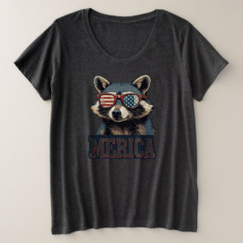 ヴィンテージアライグマMerica 7月の愛国心の4th プラスサイズTシャツ