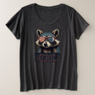 ヴィンテージアライグマMerica 7月の愛国心の4th プラスサイズTシャツ