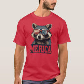 ヴィンテージアライグマMerica 7月の愛国心の4th Tシャツ (正面)