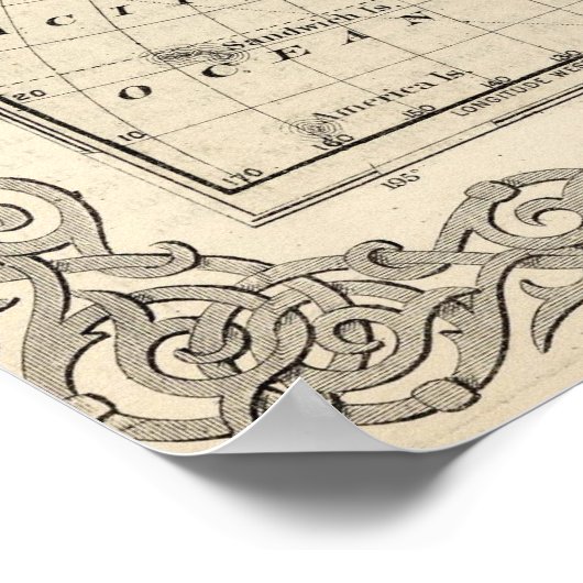 ヴィンテージアラスカとロシアの地図(1869年) ポスター (角)