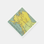 ヴィンテージアラスカの地図 – ベーリング海峡、ノーム、バロー スタンダードカクテルナプキン (角)