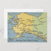 ヴィンテージアラスカの地図 – ベーリング海峡、ノーム、バロー ポストカード (正面/裏面)