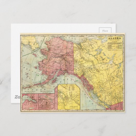 ヴィンテージアラスカの地図 ポストカード (正面/裏面)