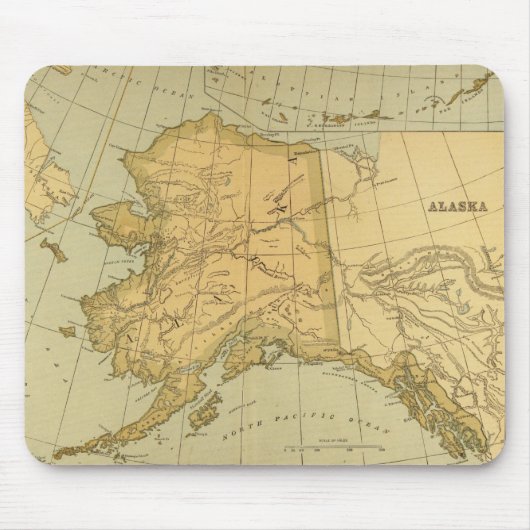 ヴィンテージアラスカの地図（1894年） マウスパッド (正面)