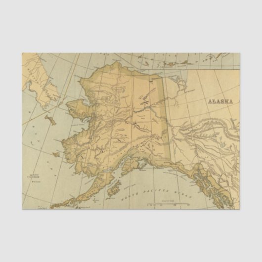 ヴィンテージアラスカの地図（1894年） 薄葉紙 (正面)