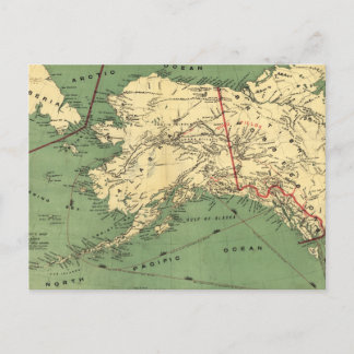 ヴィンテージアラスカの地図(1900) ポストカード