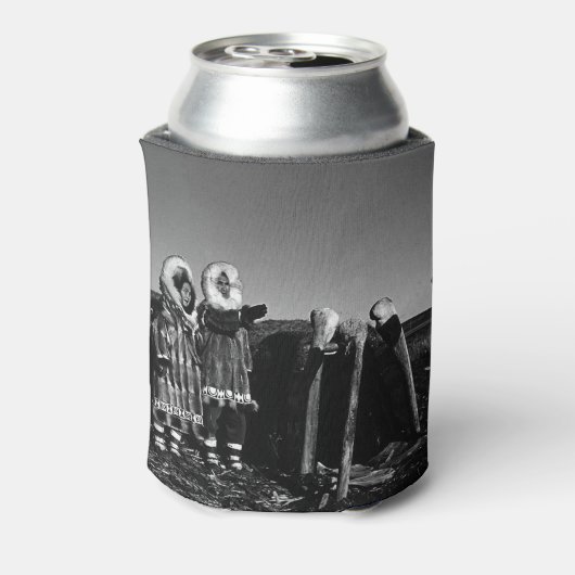 ヴィンテージアラスカの毛皮の服エスキモ北極帯sod igloo 缶クーラー (缶裏面)