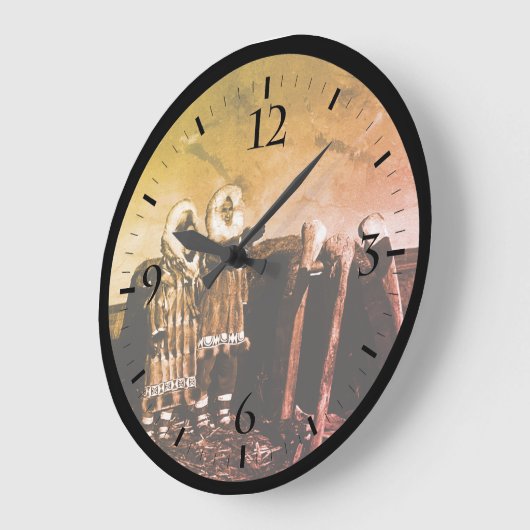 ヴィンテージアラスカの毛皮を着たエスキモ北極ソッドigloo Wa ラージ壁時計 (傾斜)