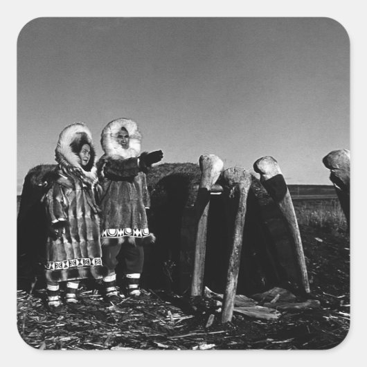 ヴィンテージアラスカファークラッドエスキモ北極帯sod igloo 70 スクエアシール (正面)