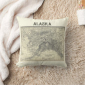 ヴィンテージアラスカ地図ピロー クッション (ブランケット)
