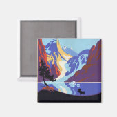 ヴィンテージアラスカ旅行のポスター、Atlinとユーコン マグネット (正面/裏面)