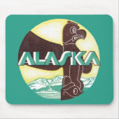 ヴィンテージアラスカ旅行トーテムポールイーグルバード マウスパッド (正面)