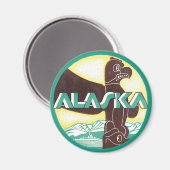 ヴィンテージアラスカ旅行トーテムポールイーグルバード マグネット (正面/裏面)