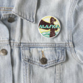 ヴィンテージアラスカ旅行トーテムポールイーグルバード 缶バッジ (インサイチュ)