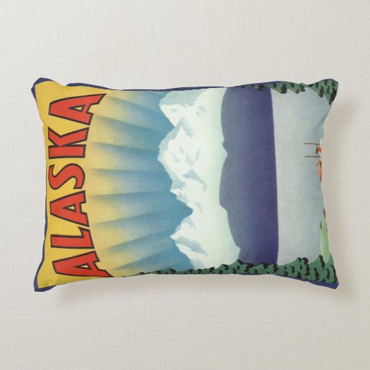 ヴィンテージアラスカ旅行ポスターアート風景風景 アクセントクッション (正面)