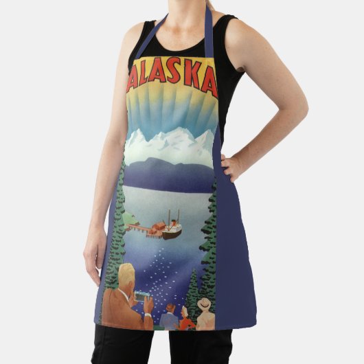 ヴィンテージアラスカ旅行ポスターアート風景風景 エプロン (インサイチュ)