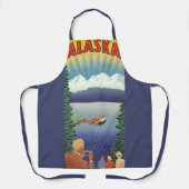 ヴィンテージアラスカ旅行ポスターアート風景風景 エプロン (正面)