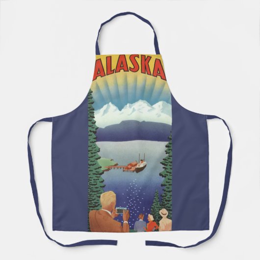 ヴィンテージアラスカ旅行ポスターアート風景風景 エプロン (正面)