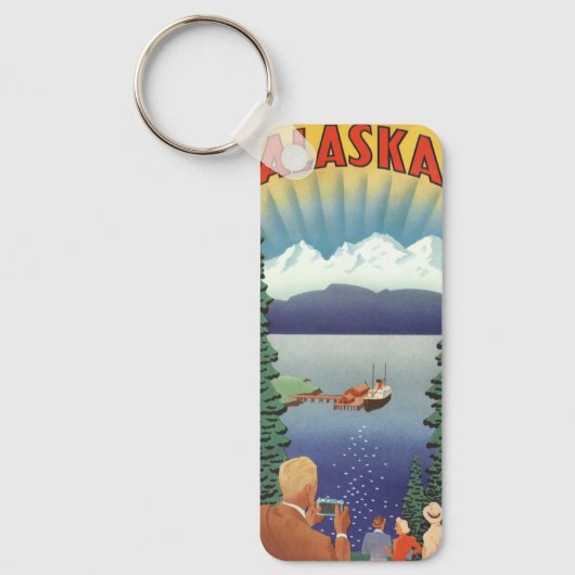 ヴィンテージアラスカ旅行ポスターアート風景風景 キーホルダー (正面)