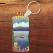 ヴィンテージアラスカ旅行ポスターアート風景風景 キーホルダー (裏面)