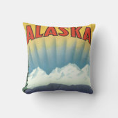 ヴィンテージアラスカ旅行ポスターアート風景風景 クッション (正面)