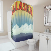 ヴィンテージアラスカ旅行ポスターアート風景風景 シャワーカーテン (インサイチュ)