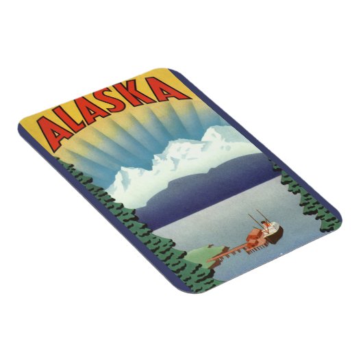 ヴィンテージアラスカ旅行ポスターアート風景風景 マグネット (右側)